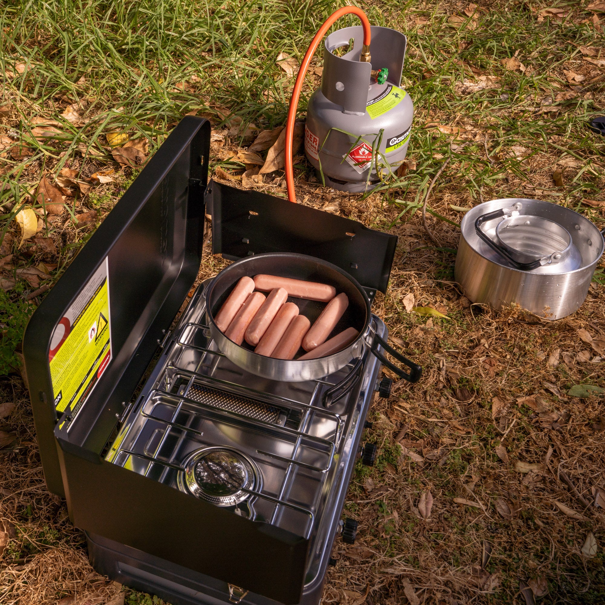 Zempire 2 Burner Deluxe & Grill Camp Stove POWERFUL LOWER GRILL