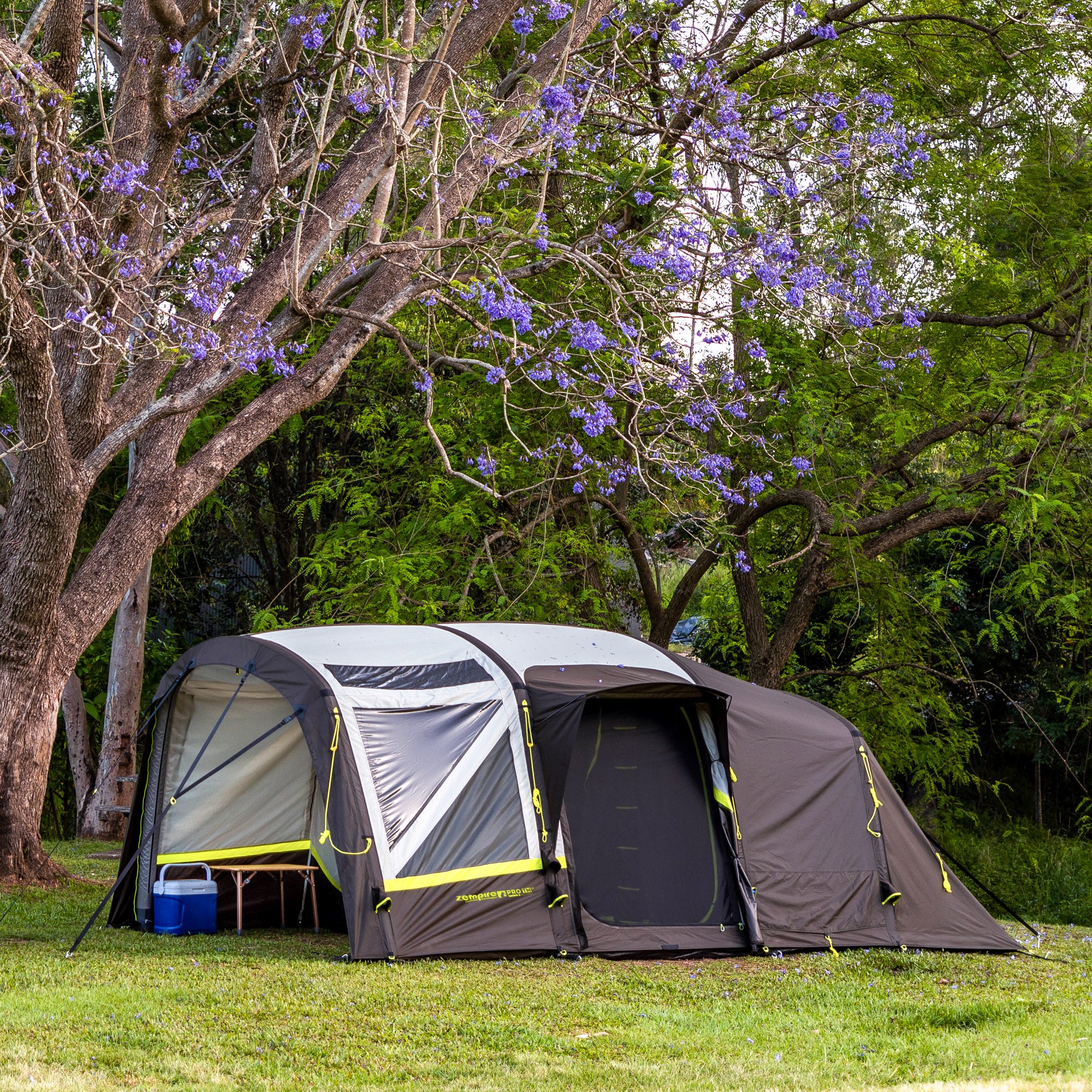 zempire pro ii v2 air tent TM Inflatable – Zempire AU Ausführung:metallic blue (black+grey) - M/43cm room inner provides superb civi Campingstuhl ROYAL, anthrazit, bis
